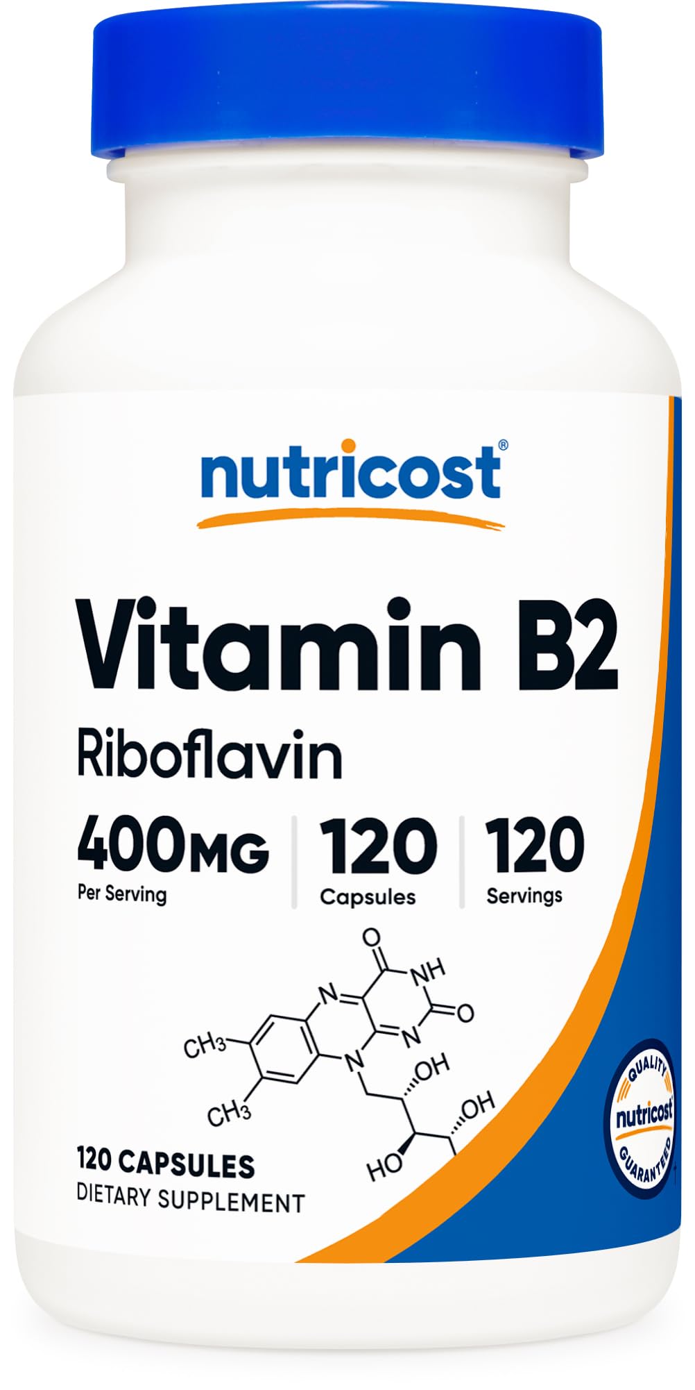 Nutricost Vitamin B2 (Riboflavin) 400mg, 120 Capsules - Gluten Free, Non-GMO - Maple Wellness Supplements