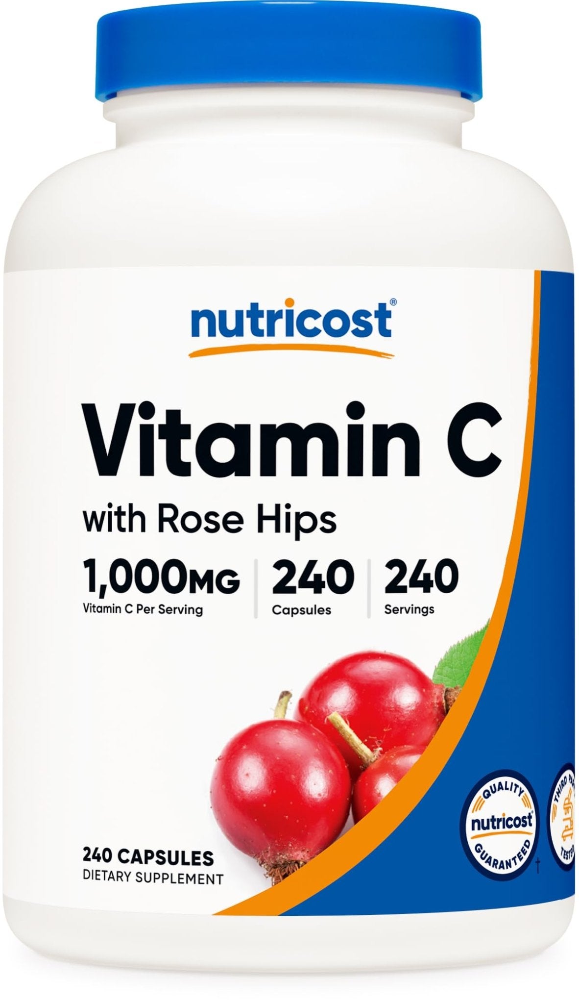 Nutricost Vitamin C with Rose Hips 1025mg, 240 Capsules - Vitamin C 1,000mg, Rose Hips 25mg, Premium - Maple Wellness Supplements