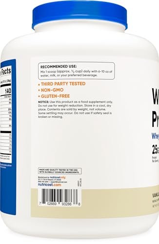 Nutricost Whey Protein Supplement Powder, Vanilla, 5 pounds - Maple Wellness Supplements