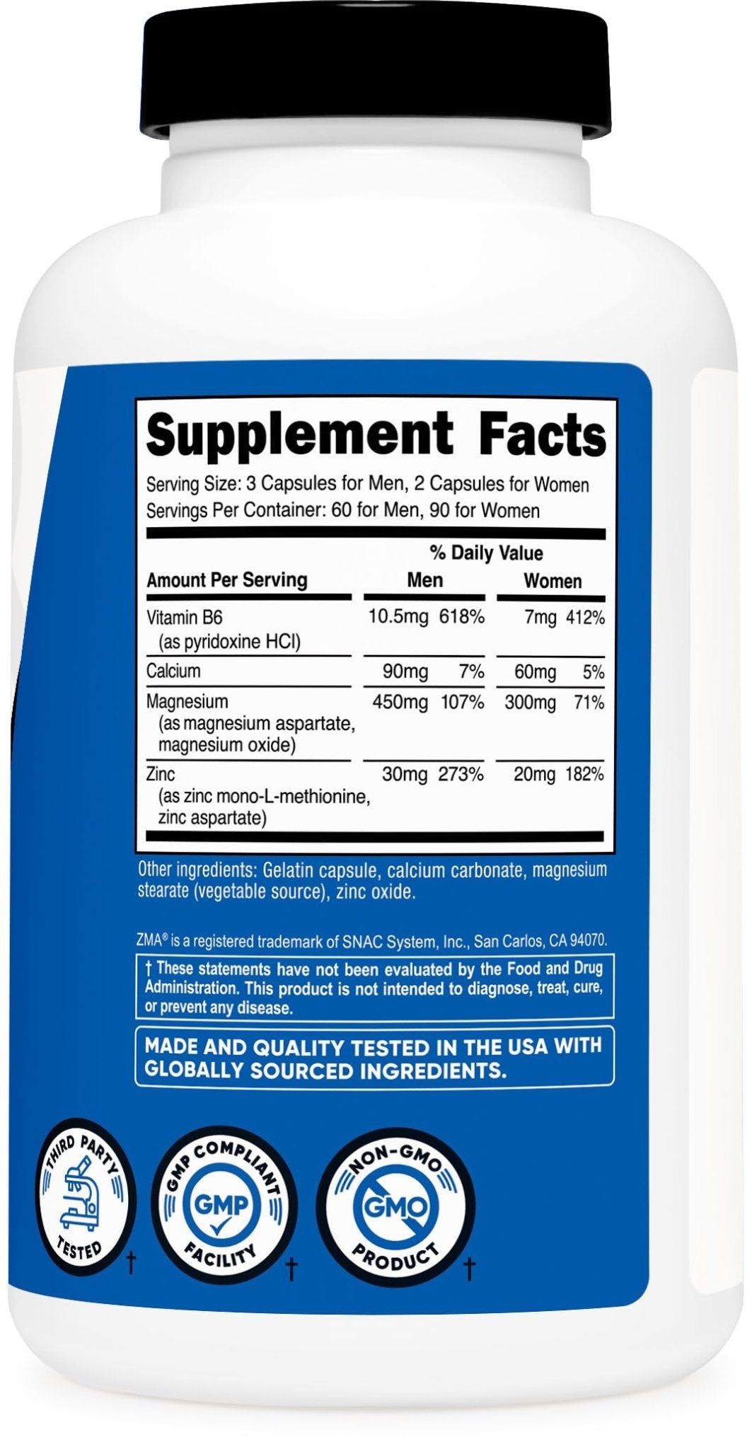 Nutricost ZMA 180 Capsules - Non-GMO and Gluten Free ZMA Supplement - Maple Wellness Supplements