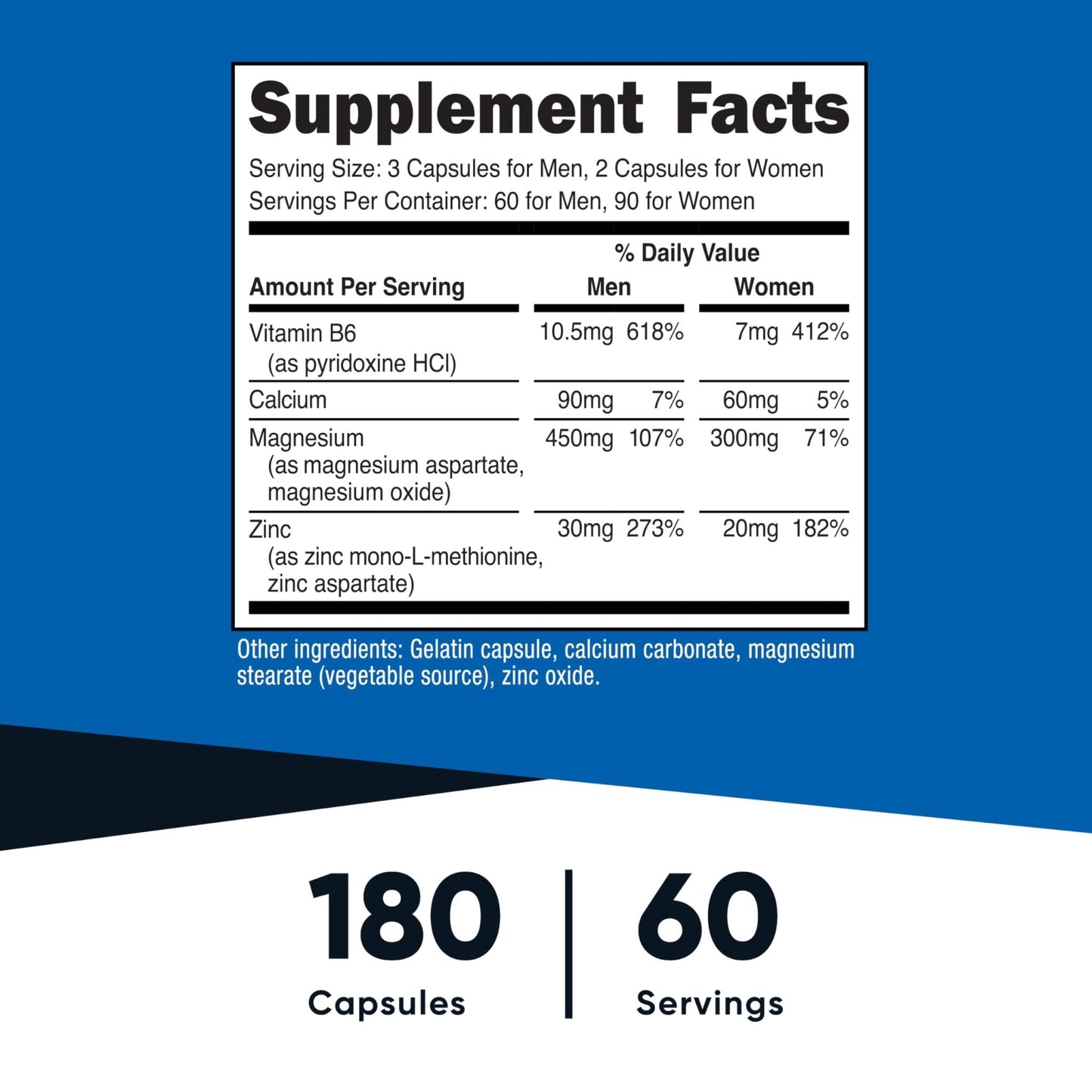Nutricost ZMA 180 Capsules - Non-GMO and Gluten Free ZMA Supplement - Maple Wellness Supplements
