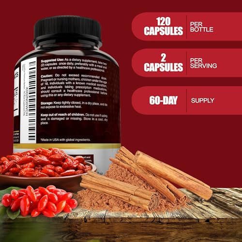 NutriFlair Premium Berberine HCL 1200mg, 120 Capsules - Plus Pure True Ceylon Cinnamon - Maple Wellness Supplements