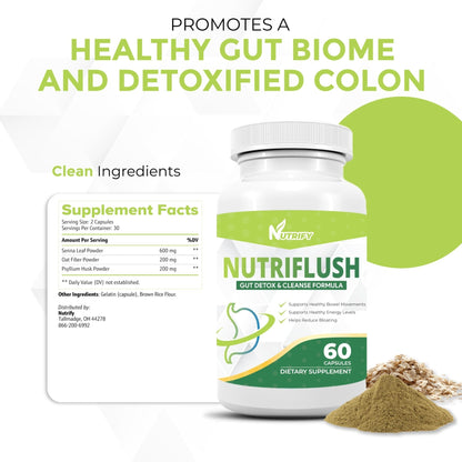 NutriFlush - Powerful Colon Support & Gut Cleanse Formula, High Absorption, GMO Free, Made in USA - Maple Wellness Supplements