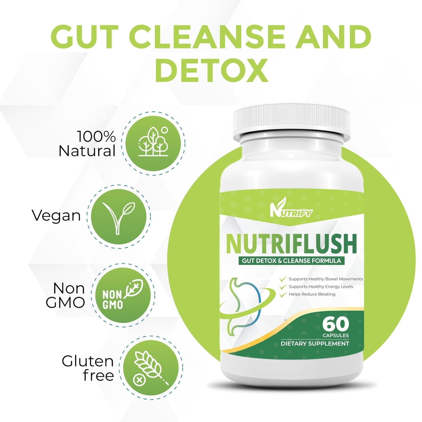 NutriFlush - Powerful Colon Support & Gut Cleanse Formula, High Absorption, GMO Free, Made in USA - Maple Wellness Supplements