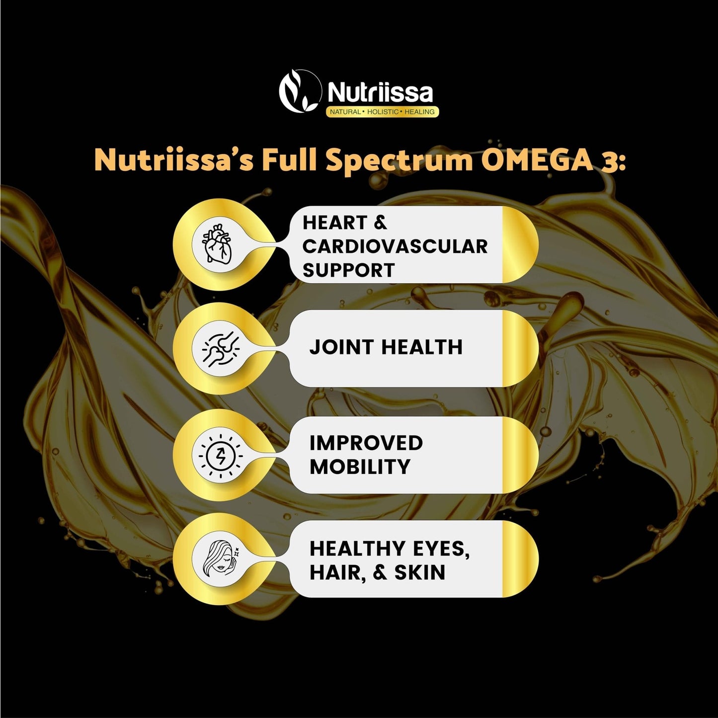 Nutriissa Omega 3 - Full Spectrum - 180 Count - High Concentrate Formula Fish Oil, Krill Oil - Maple Wellness Supplements