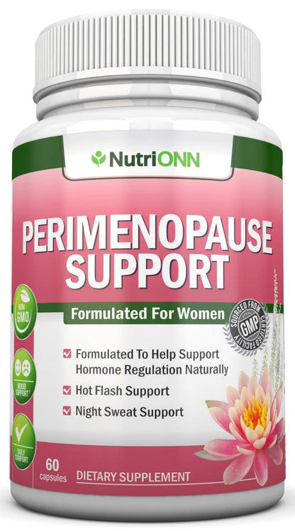 NutriONN Perimenopause Supplement for Women - Natural Support for Hot Flashes & Night Sweats - Improved Mood & Sleep - 11 Herbal Ingredients with Black Cohosh & Red Clover - Hormone Balance - Non-GMO - Maple Wellness Supplements