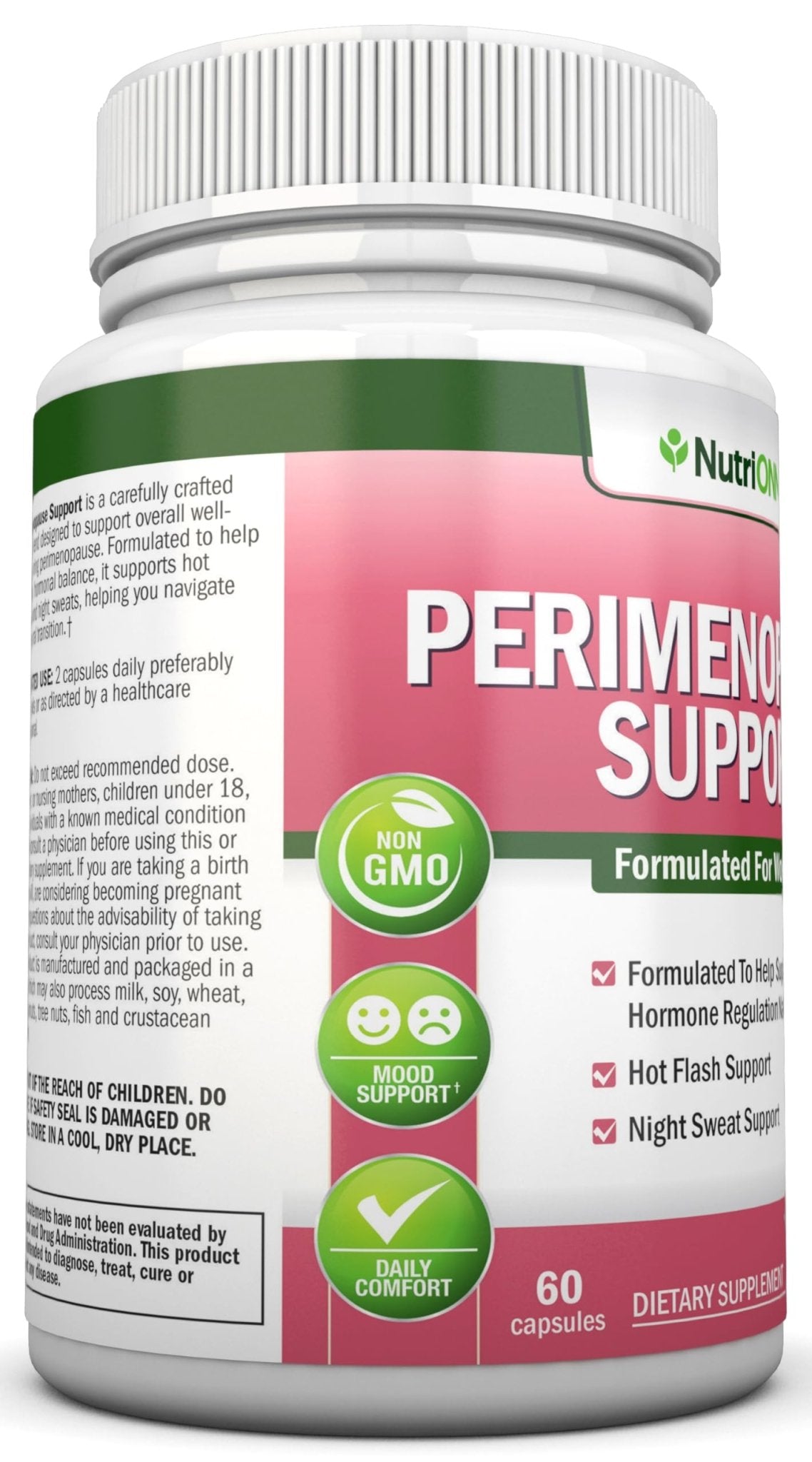 NutriONN Perimenopause Supplement for Women - Natural Support for Hot Flashes & Night Sweats - Improved Mood & Sleep - 11 Herbal Ingredients with Black Cohosh & Red Clover - Hormone Balance - Non-GMO - Maple Wellness Supplements