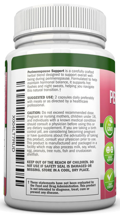 NutriONN Perimenopause Supplement for Women - Natural Support for Hot Flashes & Night Sweats - Improved Mood & Sleep - 11 Herbal Ingredients with Black Cohosh & Red Clover - Hormone Balance - Non-GMO - Maple Wellness Supplements