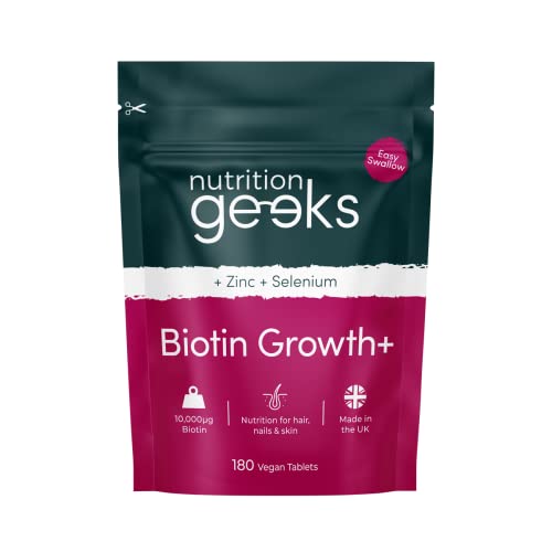 Nutrition Geeks Biotin Hair Growth Supplement - 180 Tablets Enhanced with Zinc - Maple Wellness Supplements