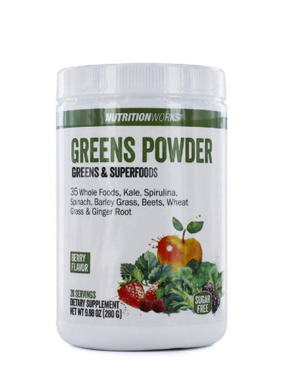 Nutrition Works Greens Powder Greens & Superfoods - Berry Flavor - 9.88 Oz (20 Servings) - Maple Wellness Supplements