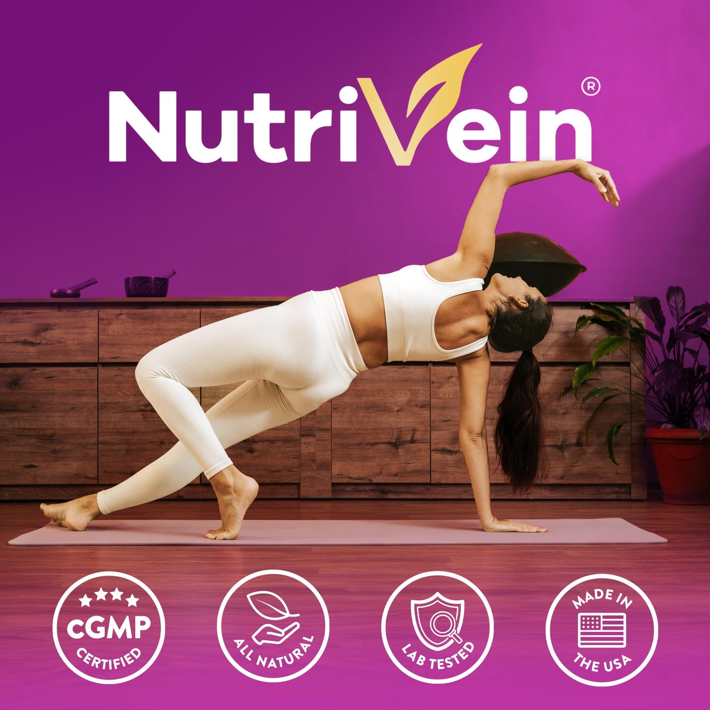 Nutrivein Premium Resveratrol 1450mg - 120 Caps: Pure Trans Resveratrol Supplement Enhanced with Green Tea Leaf & Acai Berry - Maple Wellness Supplements