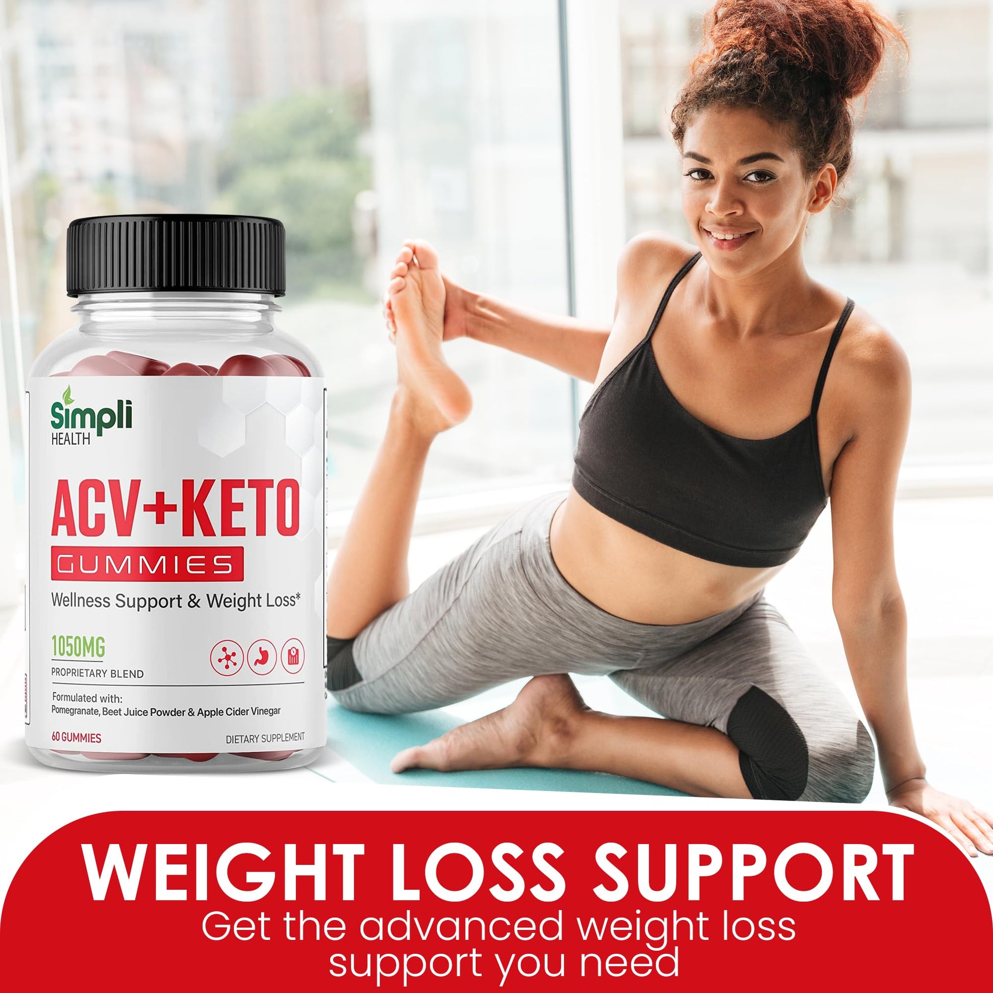 Nutrocell Simpli Health ACV Ketos Gummies Keto Apple Cider Vinegar 1050mg, Simplihealth - Maple Wellness Supplements