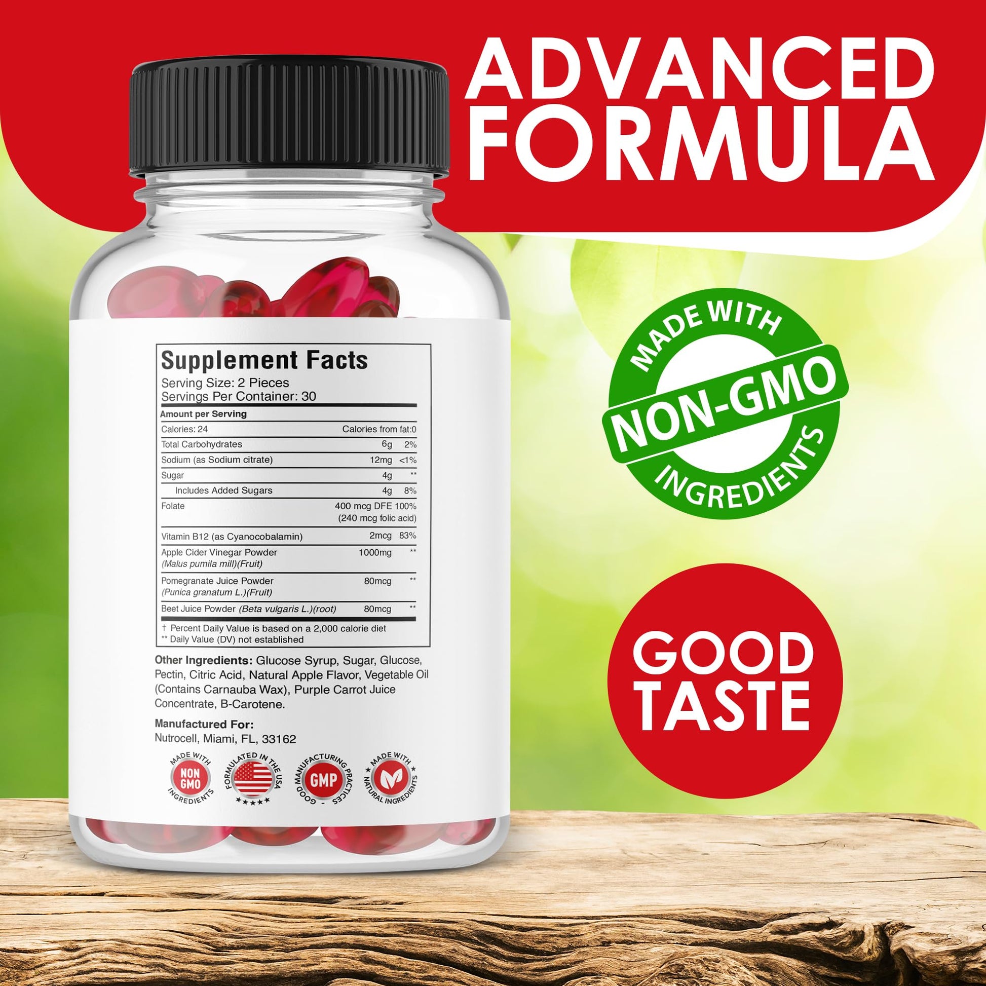 Nutrocell Simpli Health ACV Ketos Gummies Keto Apple Cider Vinegar 1050mg, Simplihealth - Maple Wellness Supplements