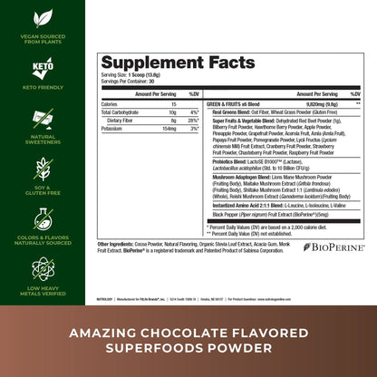 Nutrology Greens & Fruits Powder-Naturally Sourced Superfood, Chocolate (30 Servings) Beet Natural O2, Pre Workout Powder, Passion Fruit Flavor (30 Servings) - Maple Wellness Supplements