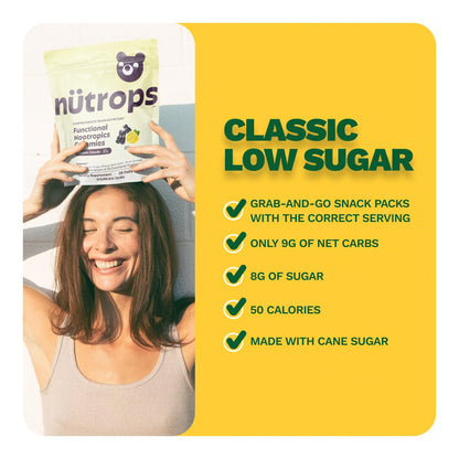 Nutrops Lions Mane Mushroom Gummies for adults, Functional Nootropics, Herbal Brain Supplement for Energy, Brain Health, Cognitive, Memory & Focus, Reishi, Chaga, Cordyceps, Coriolus, 28 daily Packs - Maple Wellness Supplements