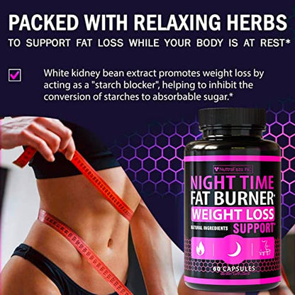 NuttraFaza INC (2 Pack) Night Time Weight Loss Pills for Women Belly Fat Burner - Maple Wellness Supplements