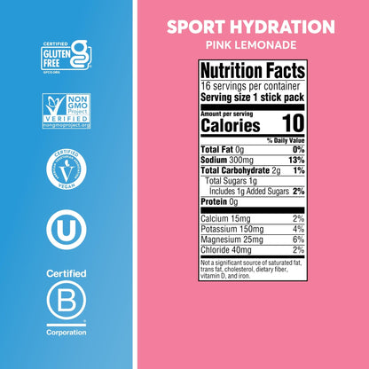 Nuun Sport Electrolyte Powder Packets with Magnesium, Calcium, Potassium, Chloride, and Sodium, Hydration Packets for On-the-Go, Pink Lemonade Flavor, Gluten Free & Vegan, - Maple Wellness Supplements