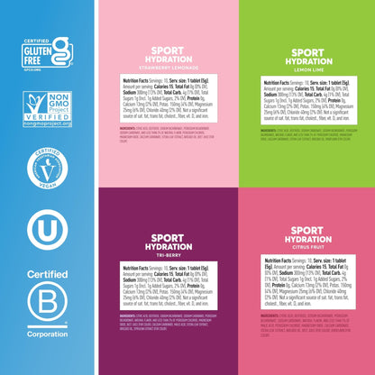 Nuun Sport Electrolyte Tablets with Magnesium, Calcium, Potassium, Chloride & Sodium, Gluten Free & Vegan, Mixed Flavor, 4 Pack (40 Servings Total) - Maple Wellness Supplements