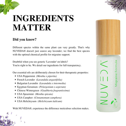 NUVEDA® Advanced Migraine Formula - All Natural Headache Stick | Modern Ayurvedic, Roll On Stick | Therapeutic Grade Essential Oil Aromatherapy | Made in USA - Maple Wellness Supplements