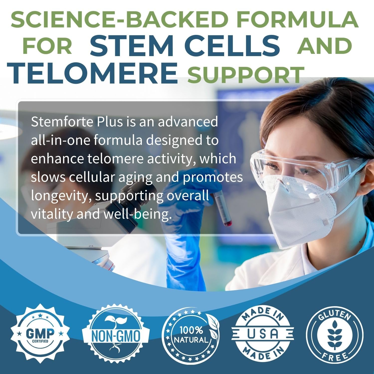 NuVi Global Stemforte Plus Stem Cell and Telomere Supplements – Cell Regeneration, Cell Growth & Telomere Support for Healthy Aging & Cellular Health – 90 Capsules for Men & Women - Maple Wellness Supplements
