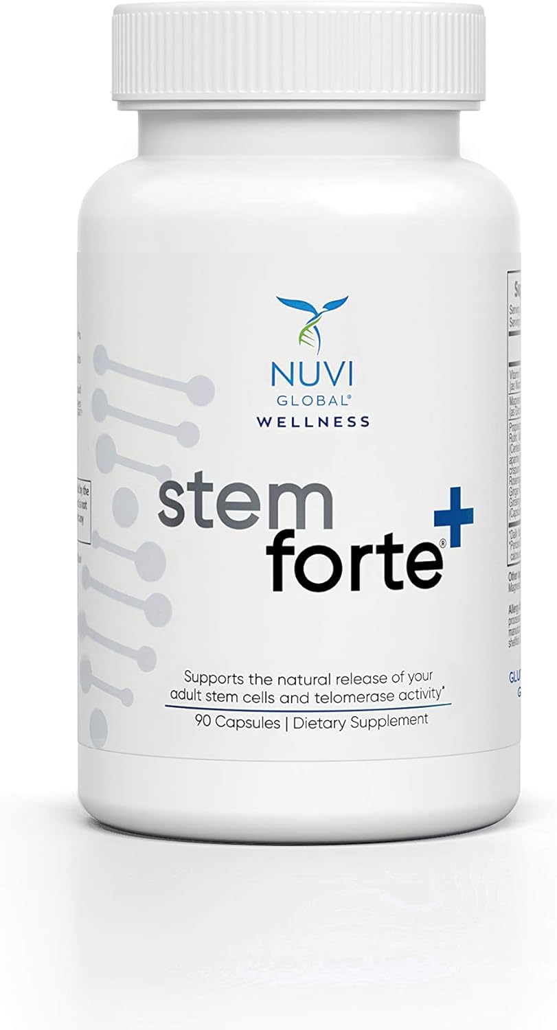 NuVi Global Stemforte Plus Stem Cell and Telomere Supplements – Cell Regeneration, Cell Growth & Telomere Support for Healthy Aging & Cellular Health – 90 Capsules for Men & Women - Maple Wellness Supplements