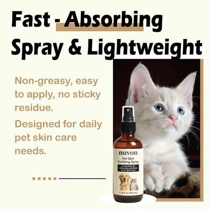 NUVON Pet Skin Soothing Spray, Postbiotics Restoration Spray for Dogs & Cats, Reduce Irritation, Rebuild Skin Barrier - 3.38 fl oz - Maple Wellness Supplements