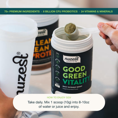 Nuzest Greens Powder Good Green Vitality – Vitamins, Minerals & Superfoods – Vegan Multivitamin Supplement (300g) - Maple Wellness Supplements