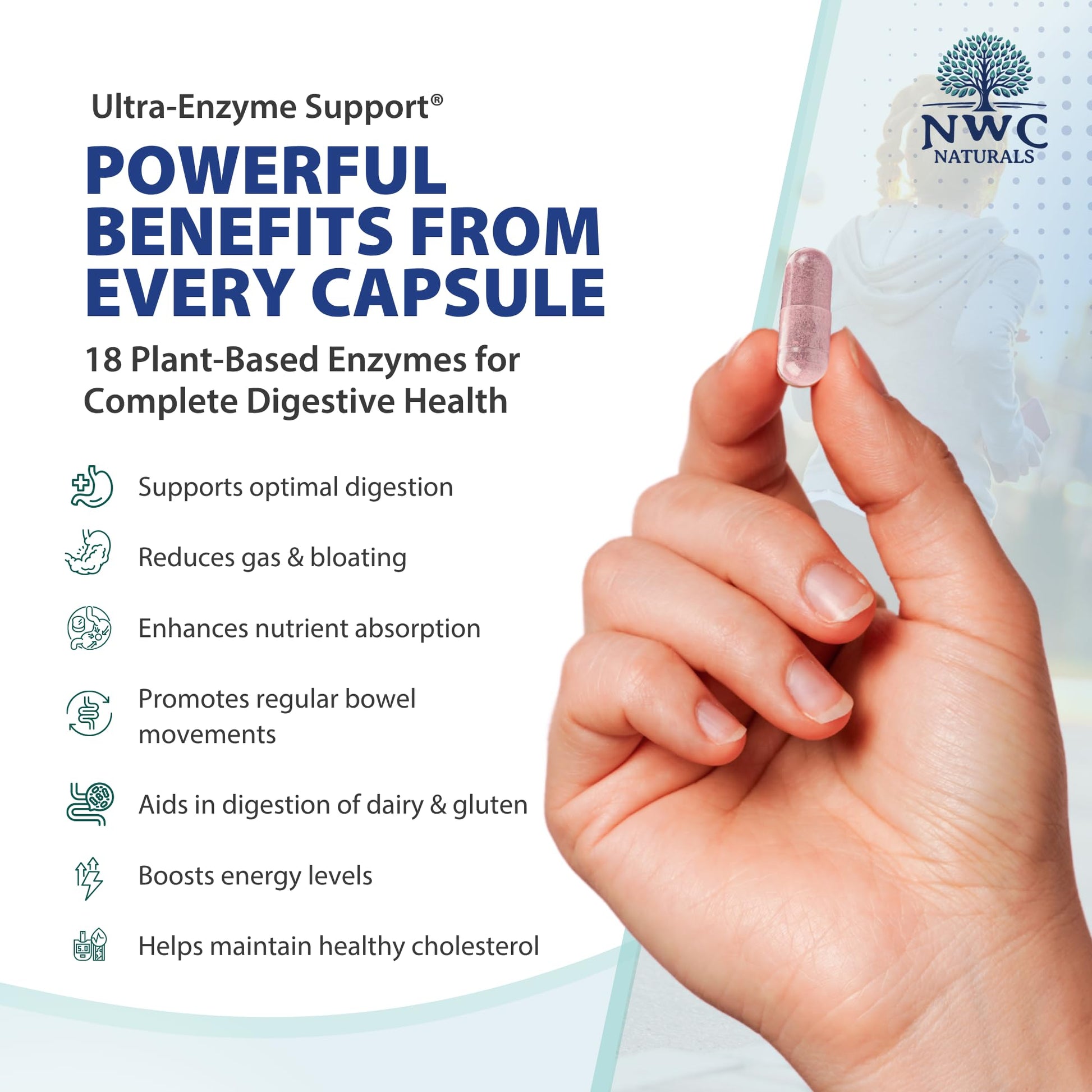 NWC Naturals Ultra-Enzyme Support, Natural Digestive Supplement, Promotes Optimal Health and Digestion, 200 count Capsules - Maple Wellness Supplements