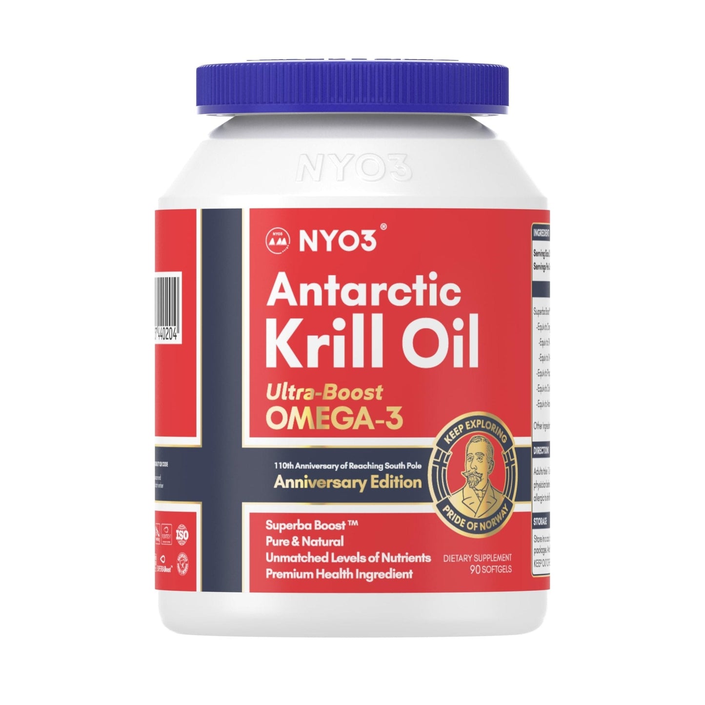 NYO3 Antarctic Krill Oil 1000mg Omega 3 Supplement, EPA & DHA, 90 Softgels Astaxanthin - Maple Wellness Supplements
