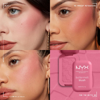NYX PROFESSIONAL MAKEUP Buttermelt Powder Blush, Fade and Transfer-Resistant Blush, Up to 12HR Make Up Wear, Vegan Formula - For The Butta - Maple Wellness Supplements