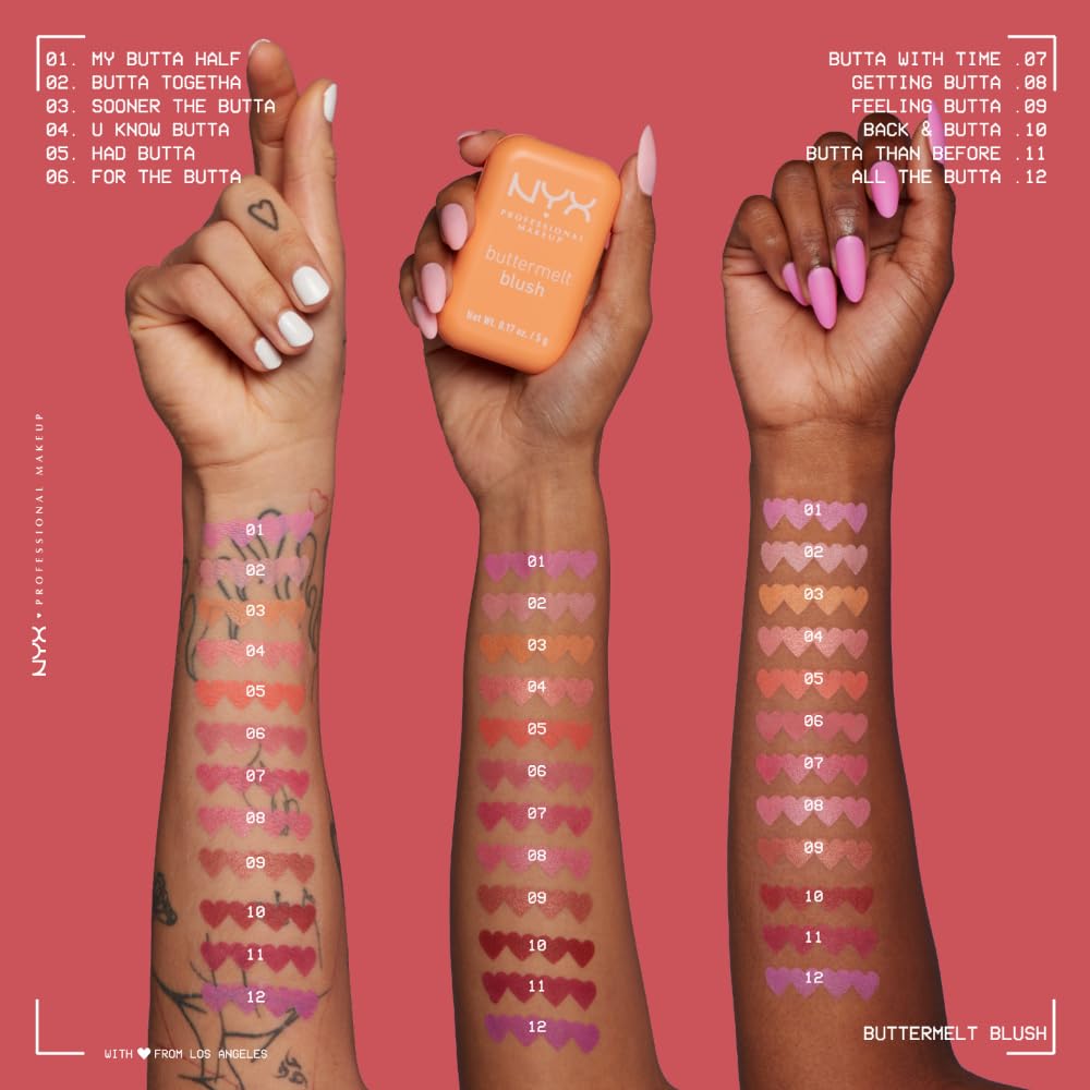 NYX PROFESSIONAL MAKEUP Buttermelt Powder Blush, Fade and Transfer-Resistant Blush, Up to 12HR Make Up Wear, Vegan Formula - For The Butta - Maple Wellness Supplements