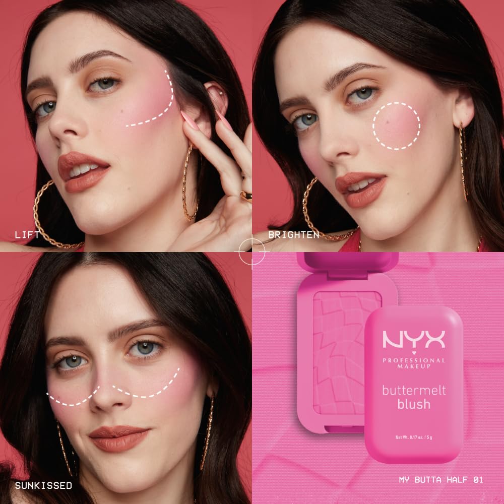 NYX PROFESSIONAL MAKEUP Buttermelt Powder Blush, Fade and Transfer-Resistant Blush, Up to 12HR Make Up Wear, Vegan Formula - For The Butta - Maple Wellness Supplements