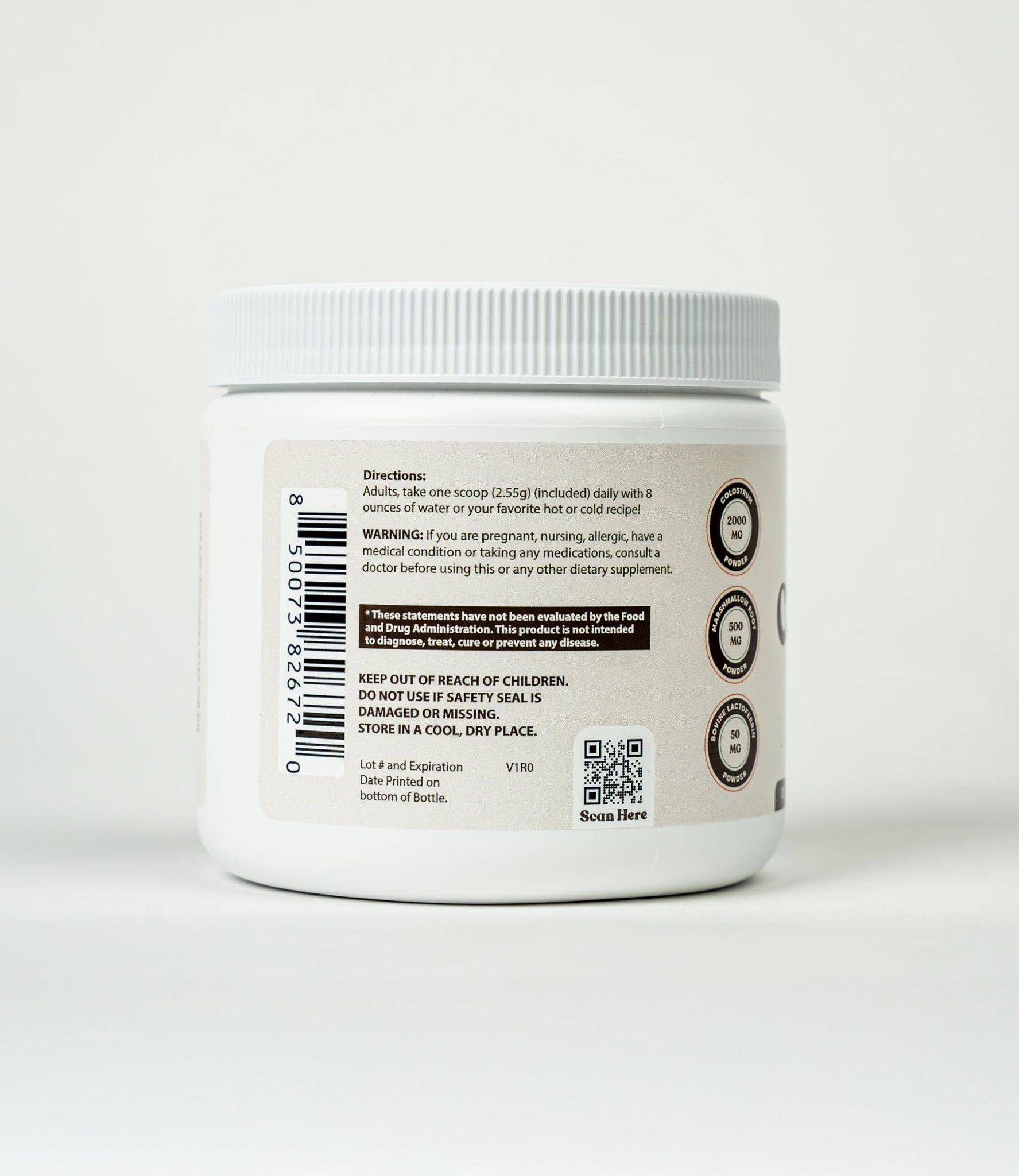 O H Optimal Human Bovine Colostrum Powder with Marshmallow Root – Gut & Immune Support Colostrum Supplement Capsules with IgG & Protein – Non-GMO, GMP Certified, Made in USA – Unflavored 30 Servings - Maple Wellness Supplements