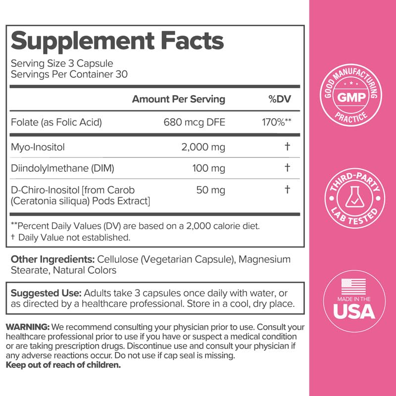 O Positiv FLO Ovarian Health Support - Hormone Balance for Women, Supplement with DIM, Myo & D-Chiro Inositol, Folic Acid - Supports Healthy Ovulation - Maple Wellness Supplements