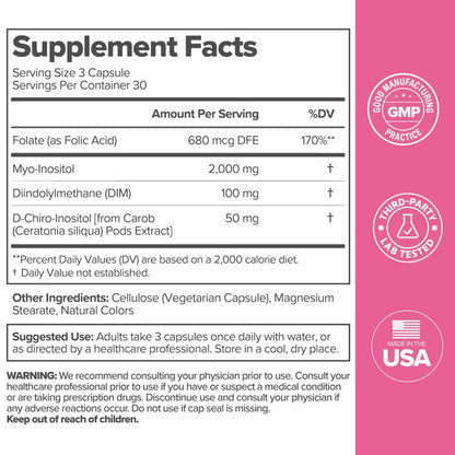 O Positiv FLO Ovarian Health Support - Hormone Balance for Women, Supplement with DIM, Myo & D-Chiro Inositol, Folic Acid - Supports Healthy Ovulation - Maple Wellness Supplements
