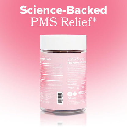 O Positiv FLO PMS Gummies for Women - Proactive PMS Relief - Targets Hormonal Breakouts, Bloating, Cramps, & Mood Swings with Chasteberry - Maple Wellness Supplements
