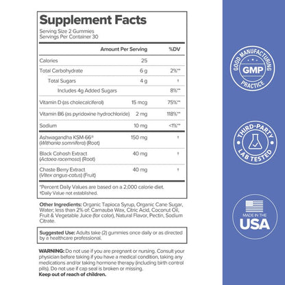 O Positiv MENO Gummies for Menopause, 30 Servings (Pack of 1) - Hormone-Free Supplements for Women with Black Cohosh & Ashwagandha KSM-66 - Helps Alleviate Hot Flashes, Night Sweats, & Mood Swings - Maple Wellness Supplements