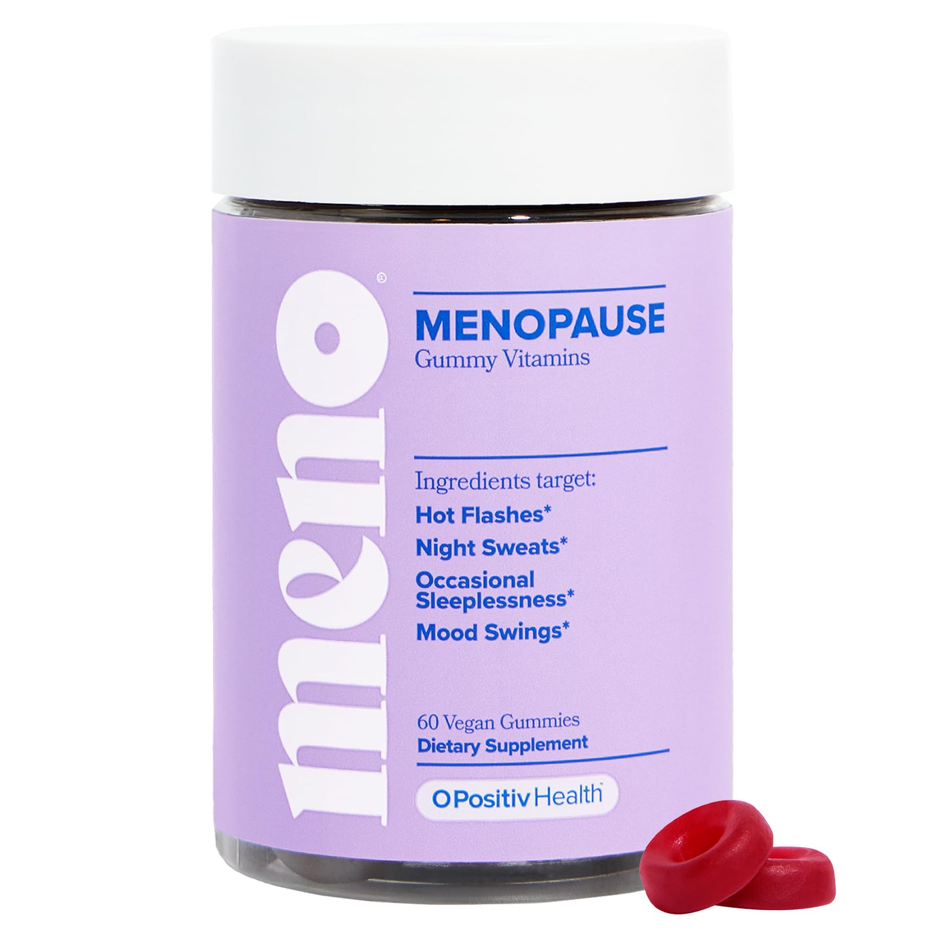 O Positiv MENO Gummies for Menopause, 30 Servings (Pack of 1) - Hormone-Free Supplements for Women with Black Cohosh & Ashwagandha KSM-66 - Helps Alleviate Hot Flashes, Night Sweats, & Mood Swings - Maple Wellness Supplements