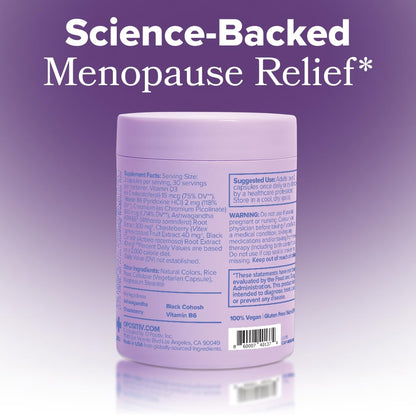 O Positiv MENO Vitamins for Menopause - Hormone-Free Menopause Supplement for Women - Black Cohosh & Ashwagandha KSM-66 - Helps Relieve Hot Flashes, Night Sweats, Mood Swings - 30 Servings (Pack of 1) - Maple Wellness Supplements