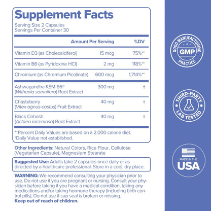 O Positiv MENO Vitamins for Menopause - Hormone-Free Menopause Supplement for Women - Black Cohosh & Ashwagandha KSM-66 - Helps Relieve Hot Flashes, Night Sweats, Mood Swings - 30 Servings (Pack of 1) - Maple Wellness Supplements