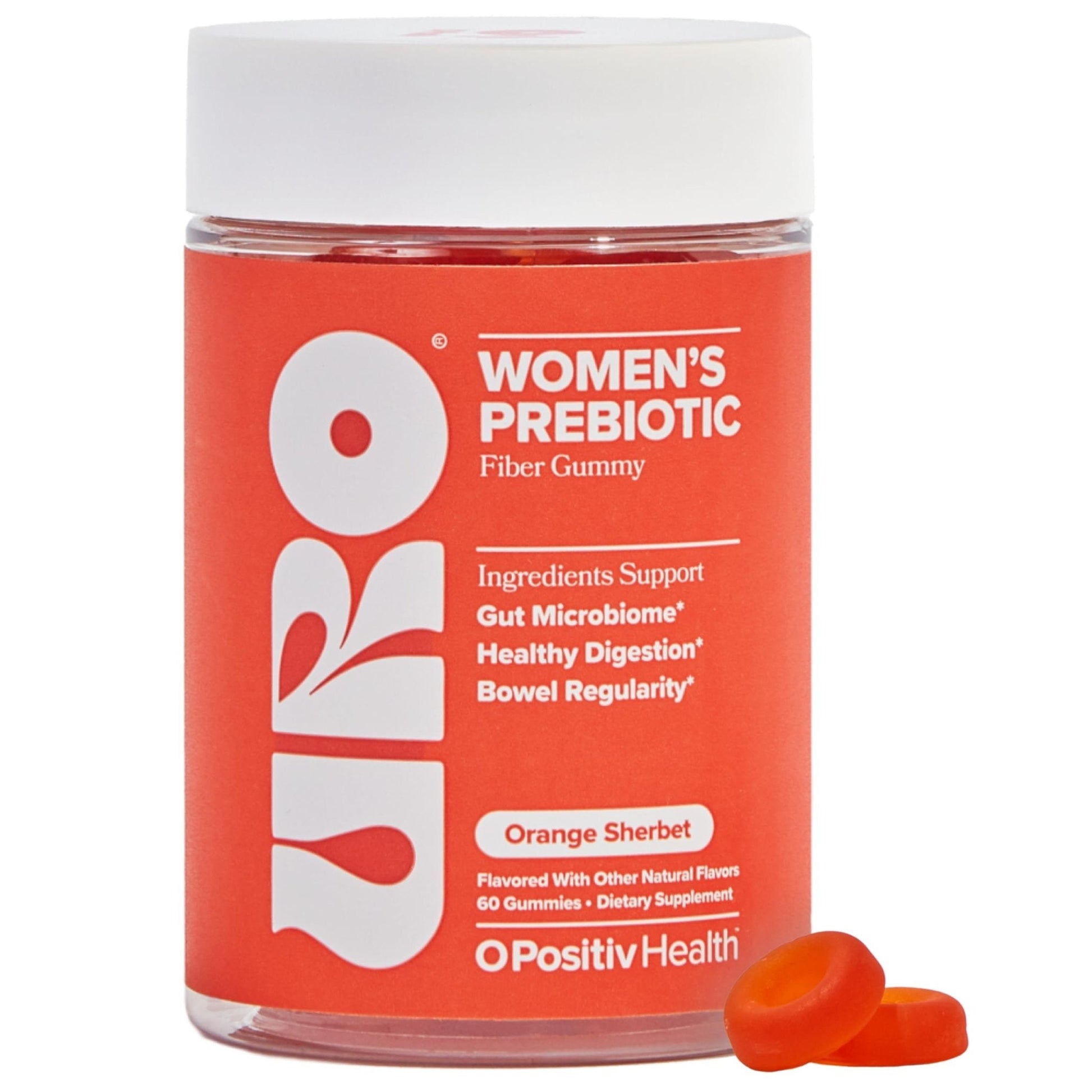 O Positiv URO Fiber Gummies for Adults, 60 Count (Pack of 1) - Prebiotic Chicory Root Inulin Fiber Supplement - Daily Gummy Fiber for Digestive Gut Health - Non-GMO, Vegan & Cruelty-Free - Maple Wellness Supplements