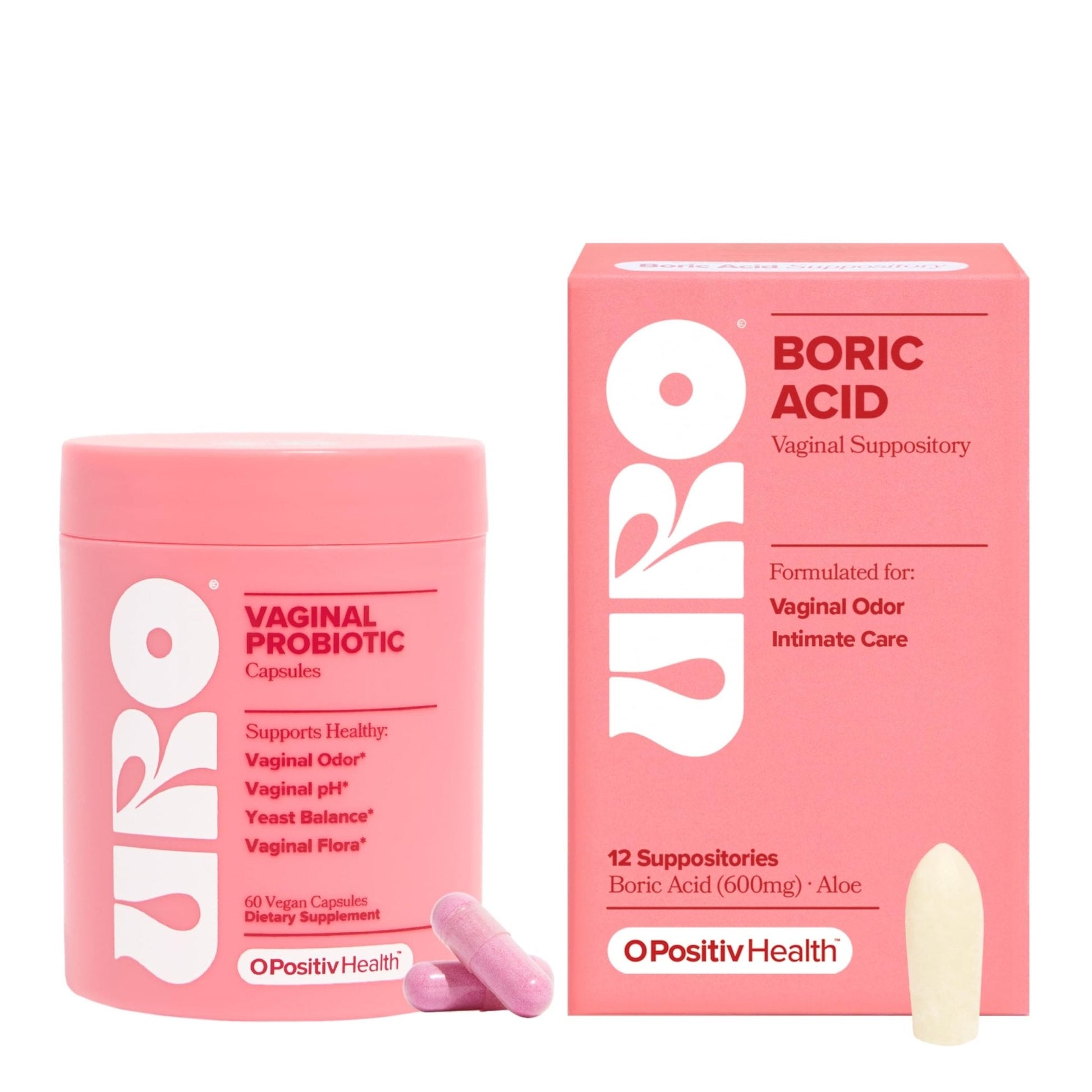 O Positiv URO Vaginal Probiotic and URO Boric Acid Vaginal Suppository Bundle - Maple Wellness Supplements