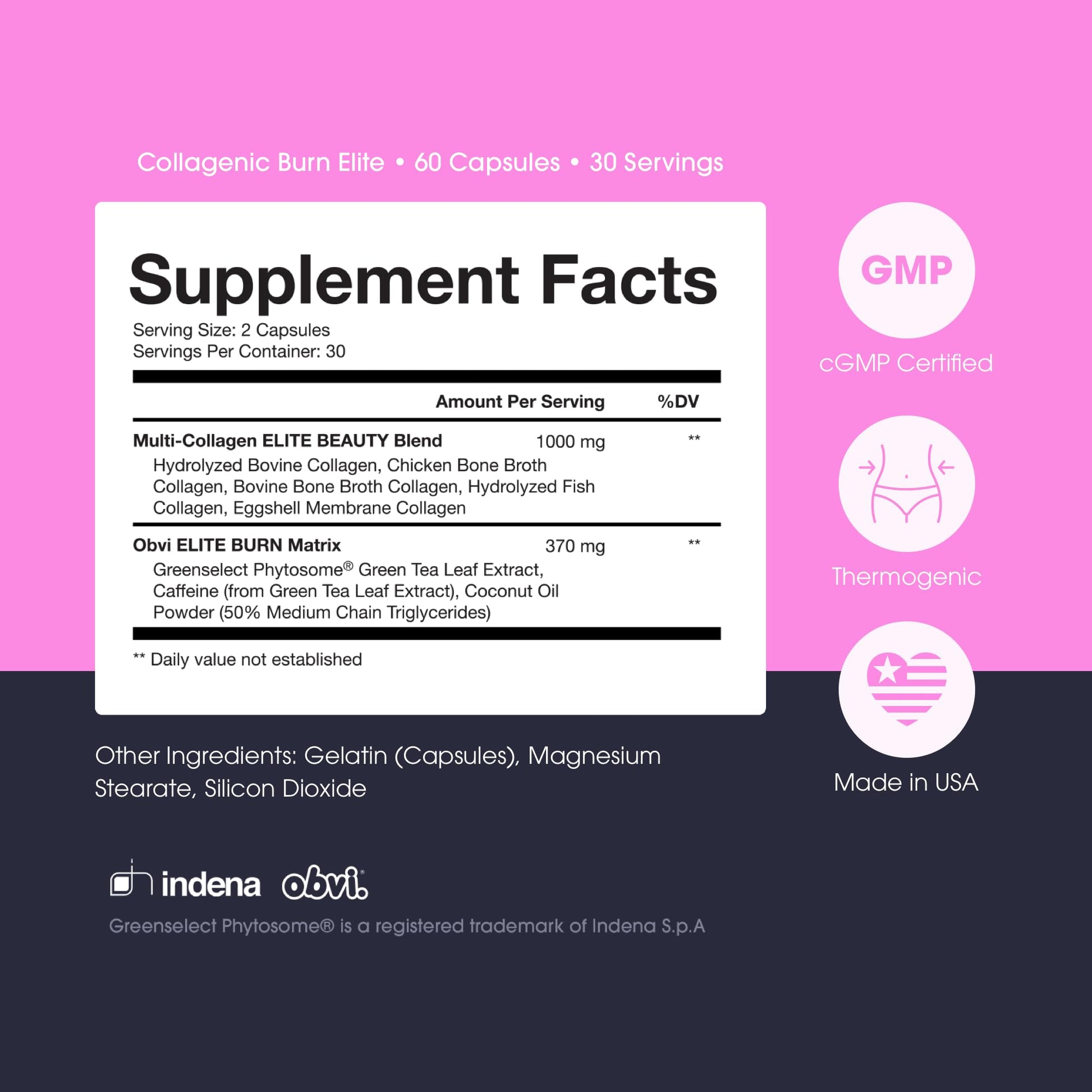 Obvi Burn Elite - Collagen Supplement for Women - Fitness Support - Metabolism Support Supplement - Healthy Mobility - Natural Thermogenic Formula - Maple Wellness Supplements