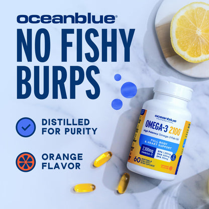 Oceanblue Professional Omega-3 2100 – 180 ct – Triple Strength Burpless Fish Oil Supplement with High-Potency EPA, DHA, DPA - Maple Wellness Supplements
