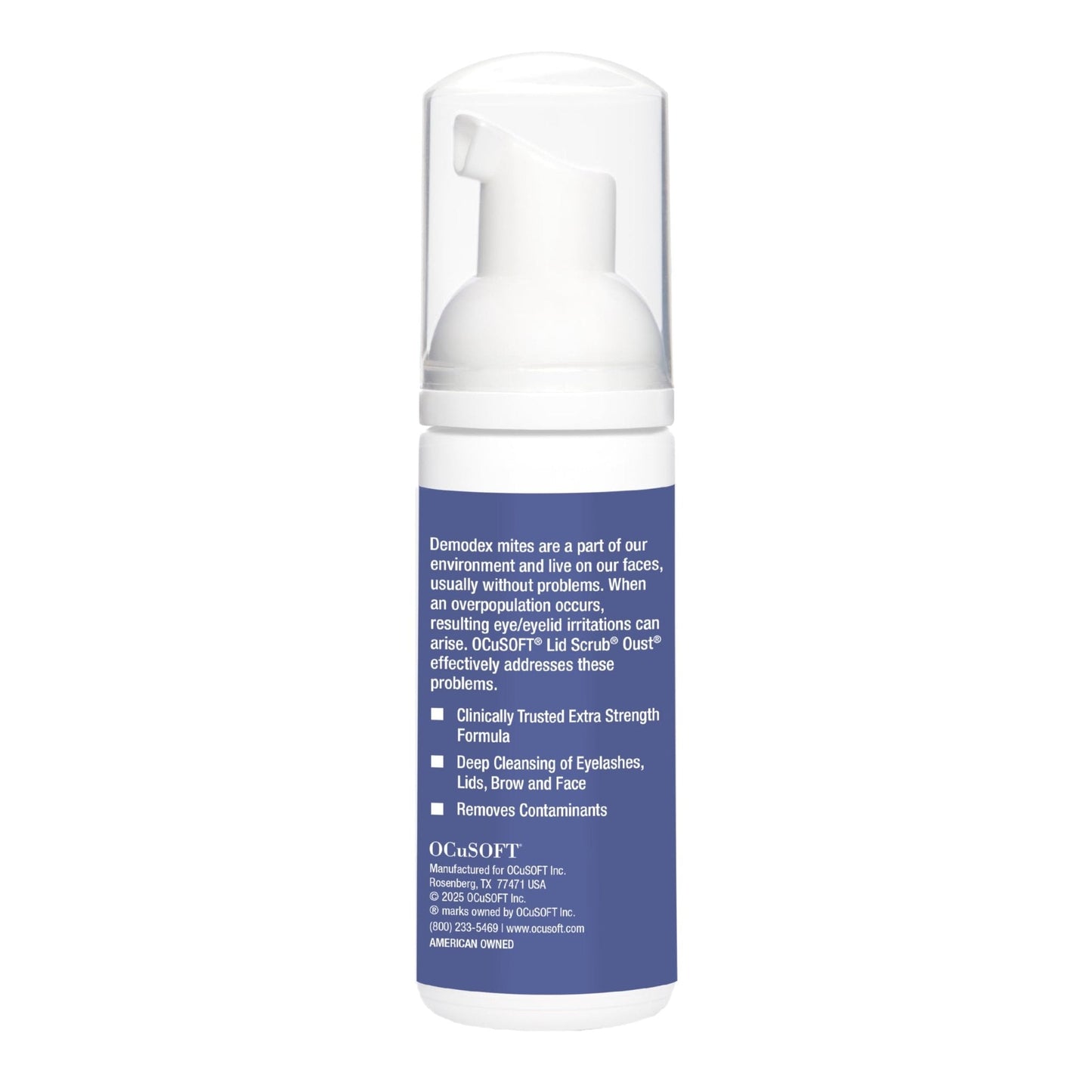OCuSOFT Oust Demodex Foam Cleanser - Extra Strength - Foaming Cleanser for Eyelids & Eyelashes with Tea Tree Oil - Maple Wellness Supplements