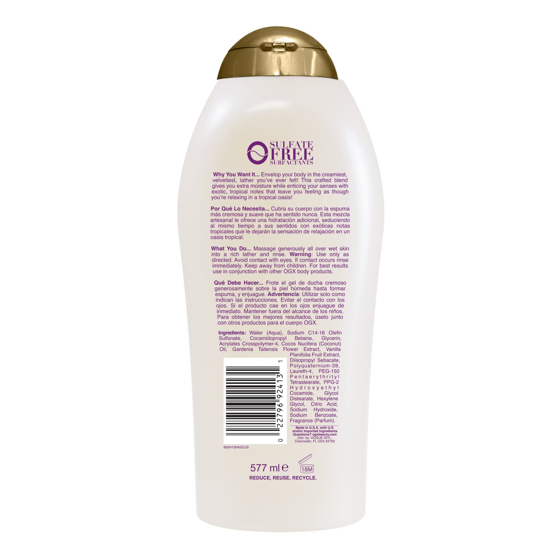 OGX Extra Creamy + Coconut Miracle Oil Ultra Moisture Body Wash, Rich Shower Gel for Dry Skin Infused with Coconut Oil - Maple Wellness Supplements