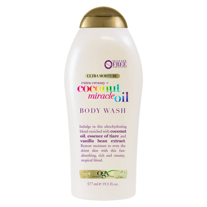 OGX Extra Creamy + Coconut Miracle Oil Ultra Moisture Body Wash, Rich Shower Gel for Dry Skin Infused with Coconut Oil - Maple Wellness Supplements