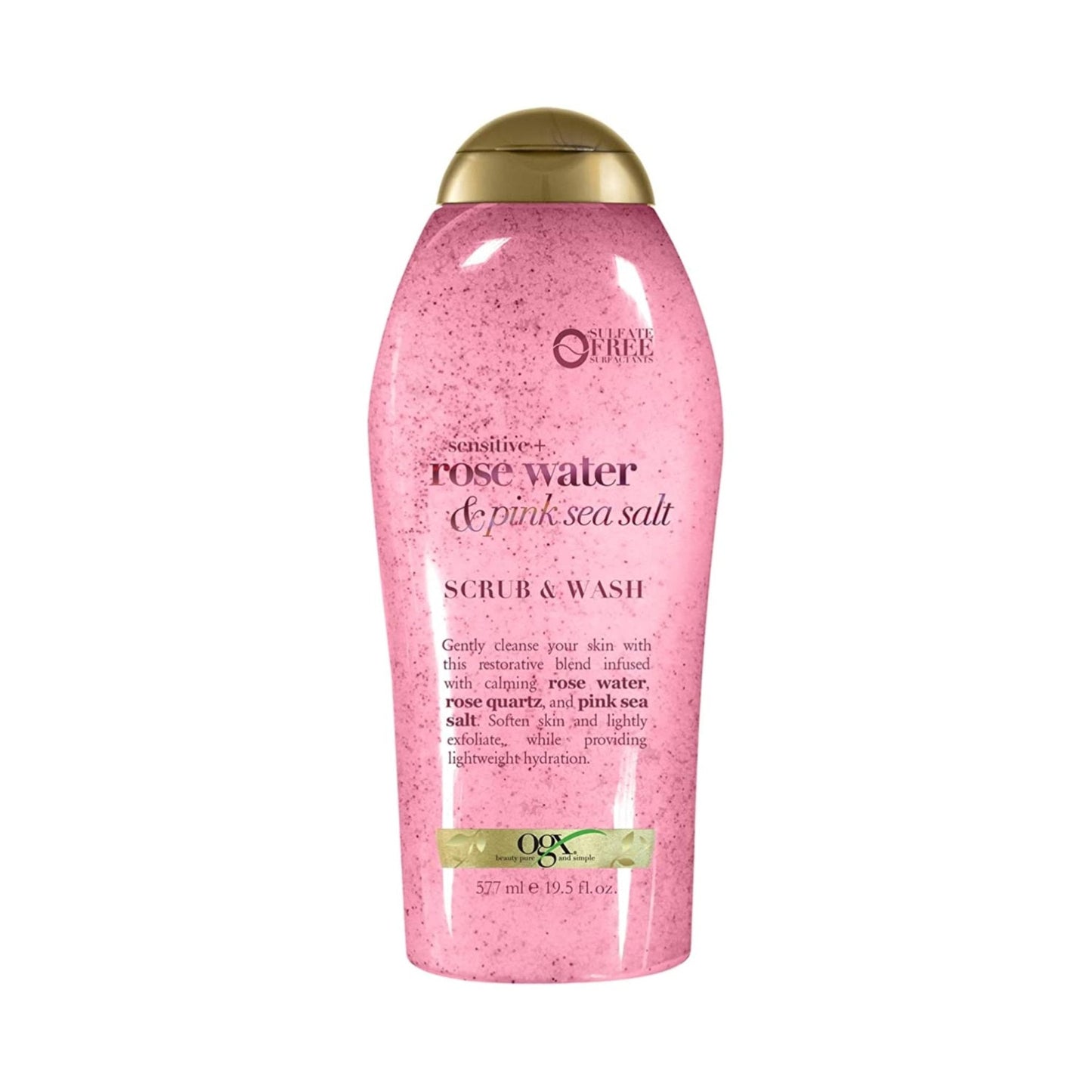 OGX Sensitive + Rose Water & Pink Sea Salt Exfoliating Body Scrub + Rose Quartz, Gentle Exfoliating Daily Body Wash Softens Skin - Maple Wellness Supplements
