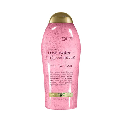 OGX Sensitive + Rose Water & Pink Sea Salt Exfoliating Body Scrub + Rose Quartz, Gentle Exfoliating Daily Body Wash Softens Skin - Maple Wellness Supplements