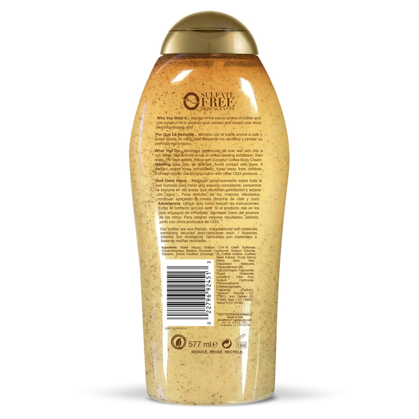 OGX Smoothing + Coconut Coffee Exfoliating Body Scrub with Arabica Coffee & Coconut Oil - Maple Wellness Supplements